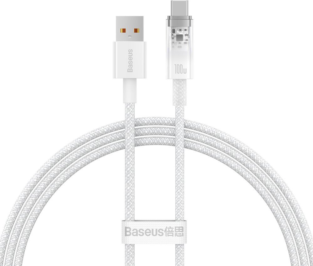 

Кабель Baseus Explorer Series Fast Charging Cable with Smart Temperature Control 100W USB Type-A - USB Type-C (1 м, белый)