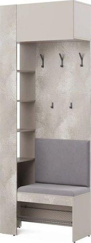 Стенка Алисия Сольера мод.1 (ЛДСП Мунлайт/ЛДСП Велюр/Ткань Light Grey)