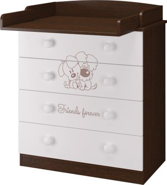 Детский комод MLK Эмили (венге/белый/друзья)