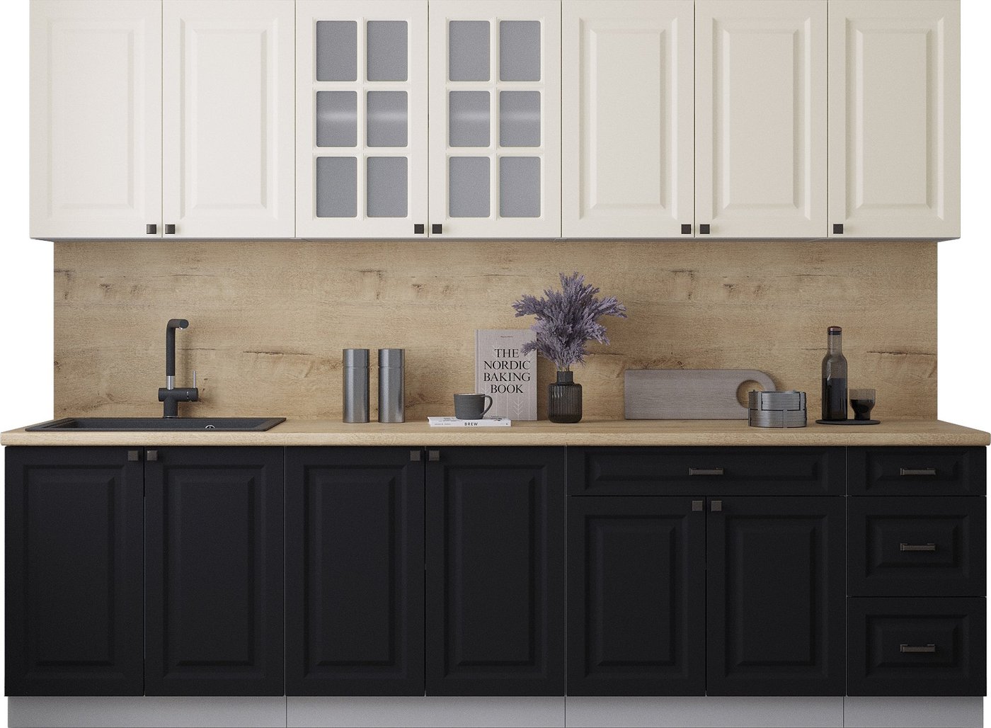 

Готовая кухня Интерлиния Мила Деко 2.8Б (черный/белый/дуб бунратти)