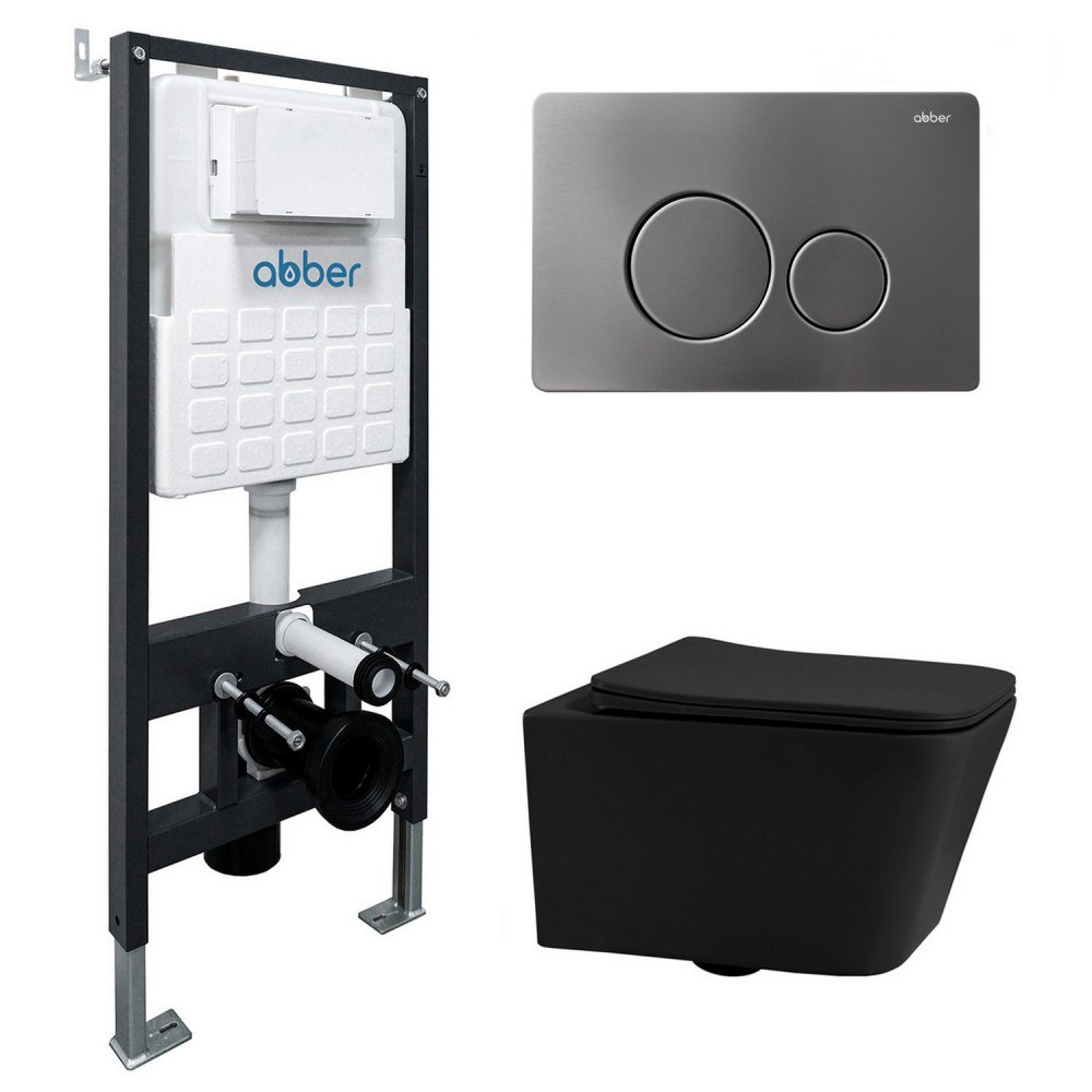 

Унитаз подвесной Abber Rechteck AC1201MB-AC0105-AC0121NG (с кнопкой смыва)