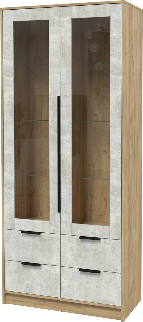 

Шкаф-витрина Интерлиния Концепт КТ-ШВ2 (бетон лайт/дуб золотой)