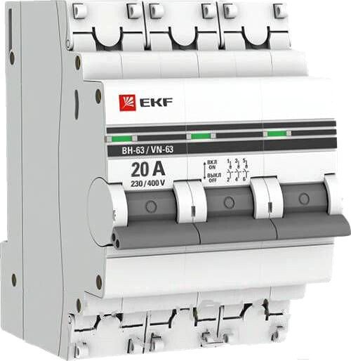 

Выключатель нагрузки EKF PROxima 3P 20А ВН-63 SL63-3-20-pro
