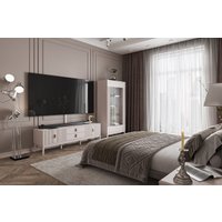 Шкаф-витрина Bravo Мебель Фарго 2-дверный (персидский жемчуг/лак льняной)