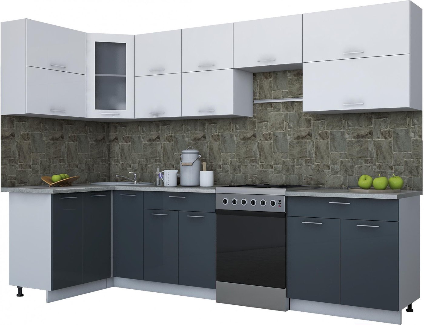 

Готовая кухня Интерлиния Мила Gloss 60-12x30 (белый/асфальт глянец)