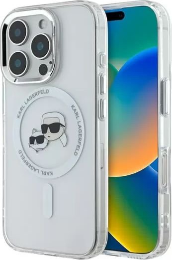 

Чехол для телефона Lagerfeld PC/TPU NFT Karl & Choup Head Metal camera (MagSafe) для iPhone 16 Pro Max KLHMP16XHLSKCH