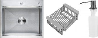 Кухонная мойка Schtoff Best Premium Silver 5550 + коландер KR-1 GREY + дозатор SD-1 GREY