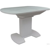 Кухонный стол Аврора Корсика фотопечать 120-151.5x80 (мрамор белый 2/белый матовый)