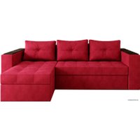 Угловой диван Настоящая мебель Константин с декором (боннель, вельвет, красный)