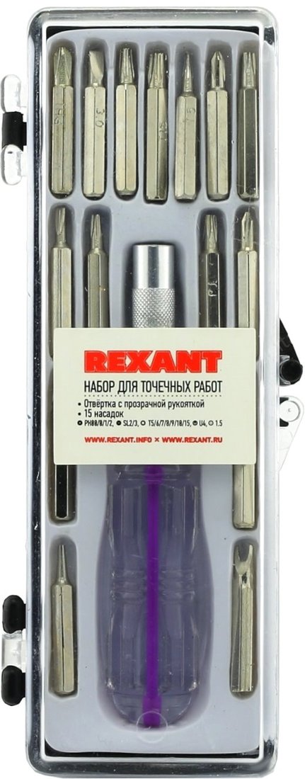 

Набор отвертка с битами Rexant 12-4704 (16 предметов)