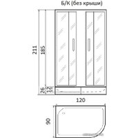 Душевой уголок River Don XL 120/90/26 МТ L (без поддона)