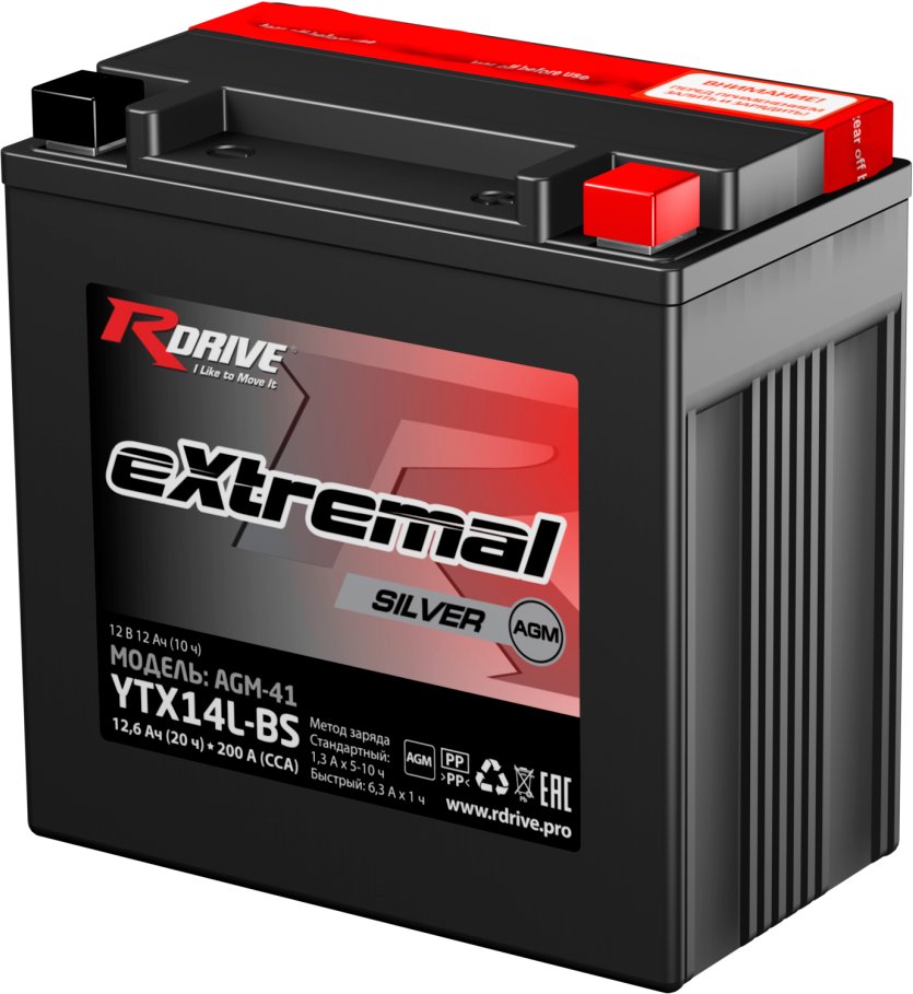 

Мотоциклетный аккумулятор RDrive eXtremal Silver YTX14L-BS (12 А·ч)