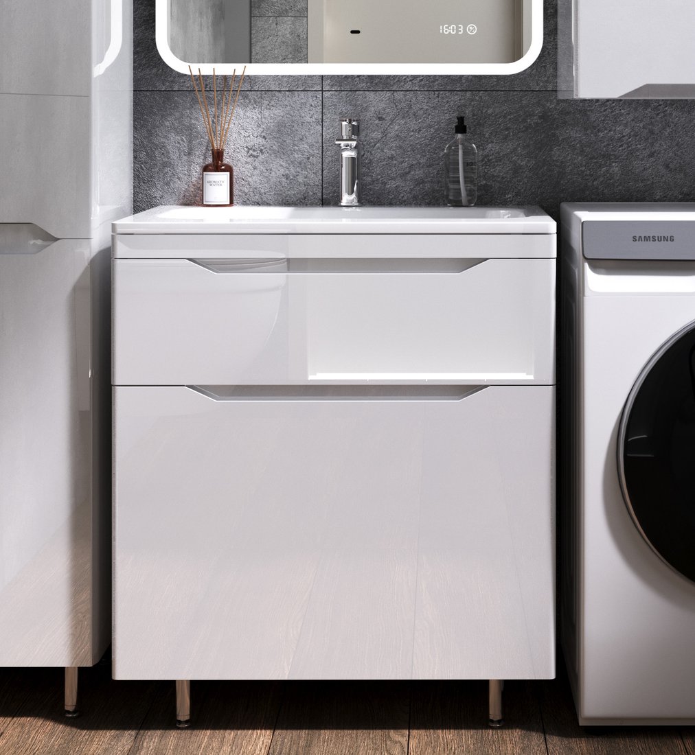 

Symbolite Тумба под умывальник Марелла 70 Люкс Plus 2 ящика (белый глянец)