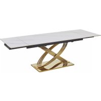 Кухонный стол Signal Hermes II 160-240/90 (эффект белого мрамора/золотой)