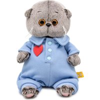 Классическая игрушка BUDI BASA Кот Басик Baby в голубом комбинезоне с сердечком 10896435