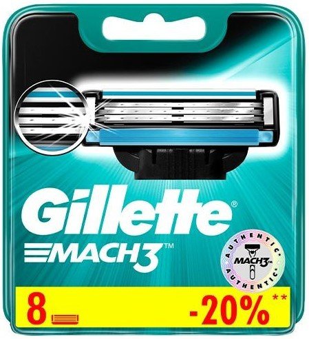 

Сменные кассеты для бритья Gillette Mach3 (8 шт) 3014260243548