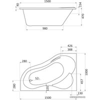 Ванна Santek Ибица 150x100 L 1WH112034 (с каркасом и экраном)