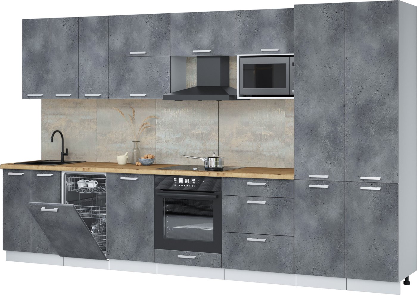 

Готовая кухня Интерлиния Мила Лайт 3.5-ПМ4 (бетон портленд/бетон портленд/дуб бунратти)