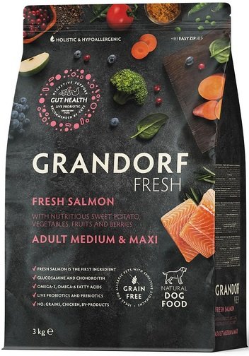 

Сухой корм для собак Grandorf Fresh Adult Medium & Maxi (с лососем и бататом) 3 кг