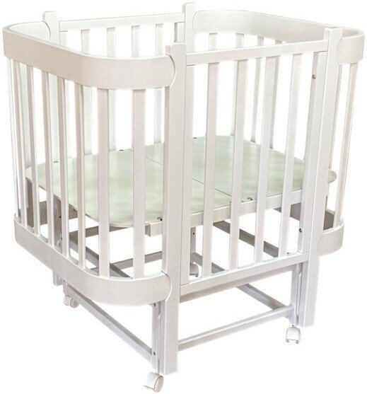 

Классическая детская кроватка Антел Solnyshko 3 в 1 колеса + продольный маятник (белый)