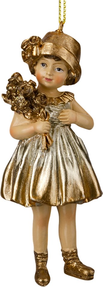 Елочная игрушка Erich Krause Decor. Девочка с цветами золотая 64499