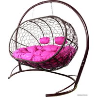 Подвесной диван M-Group Лежебока 11180208 (с коричневым ротангом/розовая подушка)