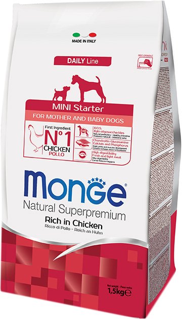

Сухой корм для собак Monge Mini Starter Rich in Chicken 1.5 кг