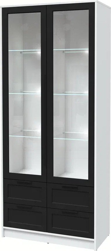 

Шкаф-витрина Интерлиния Концепт Тренд КТ-ШВ2 с подсветкой (белый платинум/черный)