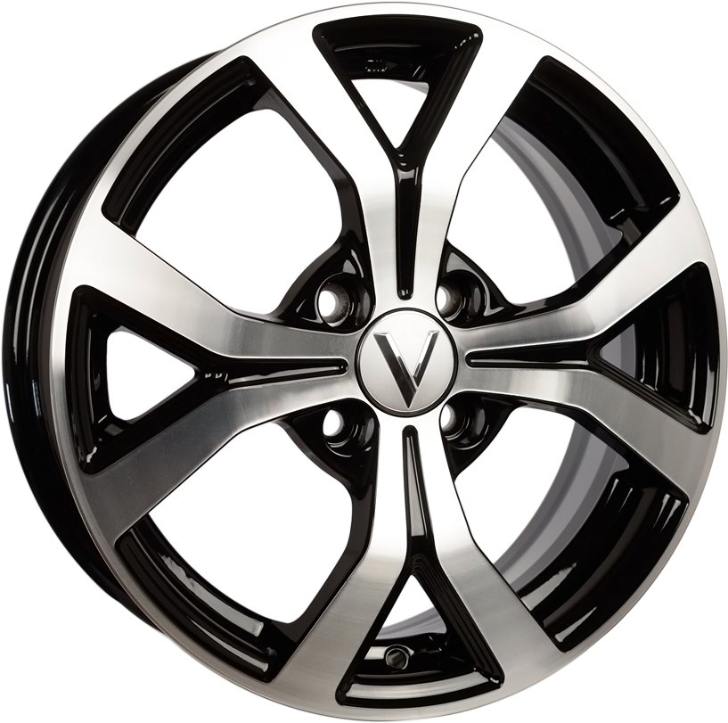 Литые диски Vector K147 15x6 4x100мм DIA 54.1мм ET 48мм Черный с проточкой