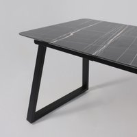 Кухонный стол Lepremo AV 1208 HPL+МДФ раздвижной 1200-1600x800 (черный тунис/черный)