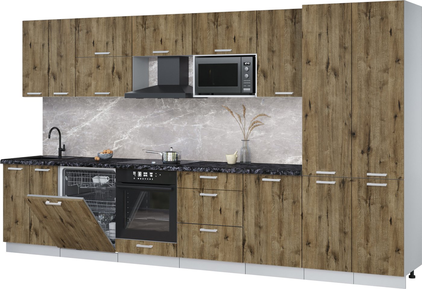 

Готовая кухня Интерлиния Мила Лайт 3.7-ПМ2 (дуб веллингтон/дуб веллингтон/кастилло темный)