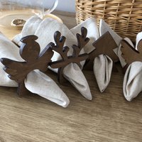 Сервировочная салфетка ОМурМебель с держателями Олень, елка, ангел (6шт, серый)