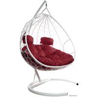 Подвесное кресло M-Group Для двоих 11450102 (белый ротанг/бордовая подушка)