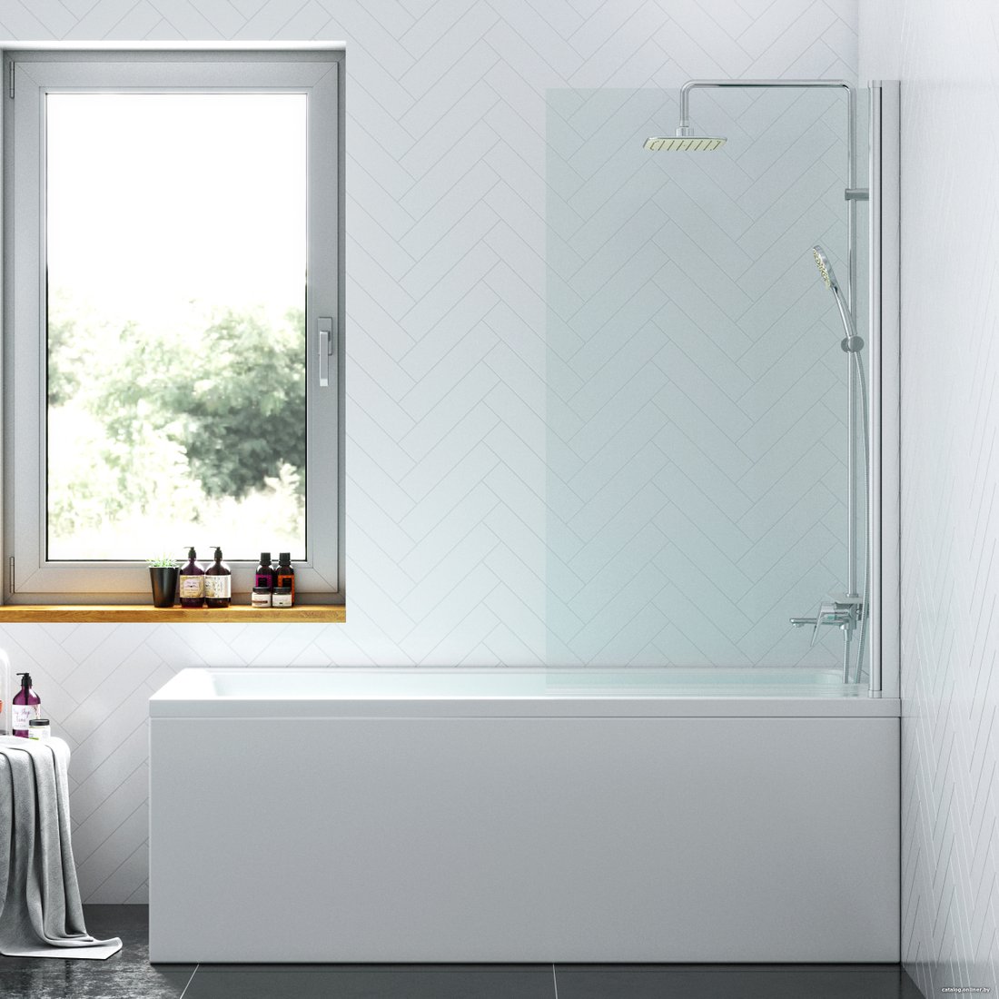Стеклянная шторка для ванны Damixa Skyline DX35WBS-D080-140MT