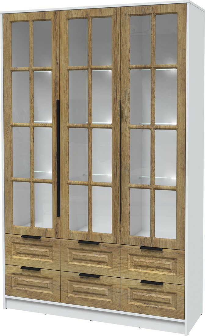 

Шкаф-витрина Интерлиния Концепт КТ-ШВ3 с подсветкой Деко (белый платинум/дуб вотан)