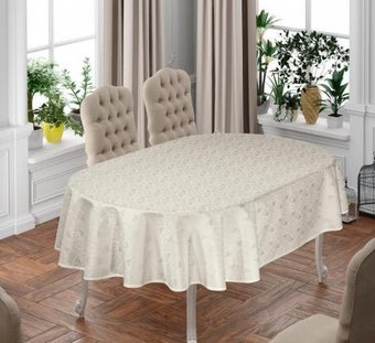 Скатерть DO&CO Karanfil Овальная 160x220 12225 (кремовый)