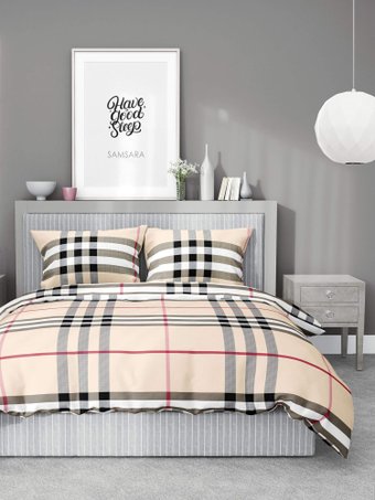1.5-спальный комплект постельного белья Samsara Burberry 1.5сп (простыня на резинке)