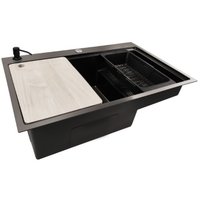 Кухонная мойка Stellar S7550NB-TU-L (нано черный, с доской)