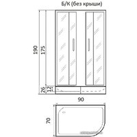 Душевая кабина River Nara 90/70/26 MT R (без крыши)