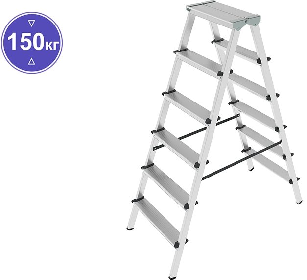 

Лестница-стремянка Новая высота NV 112 алюминиевая двухсторонняя 2x5 ступеней