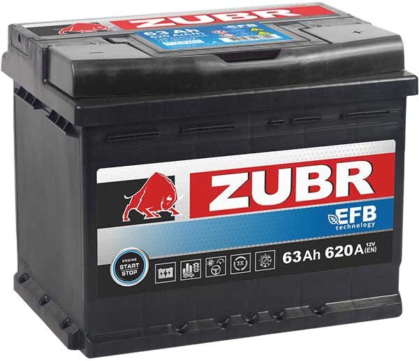 

Автомобильный аккумулятор Zubr EFB R+ (63 А·ч)