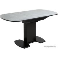 Кухонный стол Аврора Корсика стекло 120-151.5x80 (мрамор серый 12/черный)