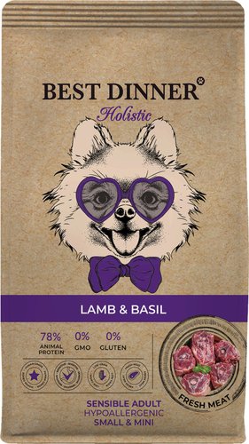 Сухой корм для собак Best Dinner Holistic Adult Sensible Hypoallergenic Small&Mini Lamb&Basil (3 кг)