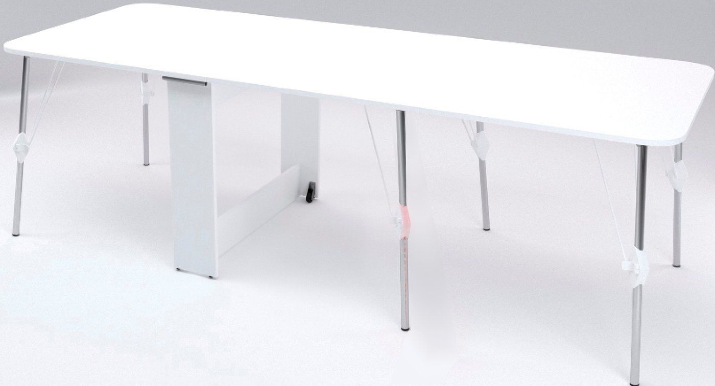 

Стол-книга Stoloff Мечта 2280x850 (белый, опоры складные, углы закругленные с роликами и ручками)