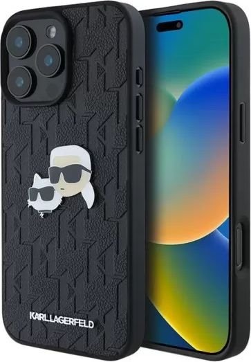 

Чехол для телефона Lagerfeld PU Grained Monogram NFT Karl&Choupette metal Heads для iPhone 16 Pro KLHCP16LPGKLKCPK