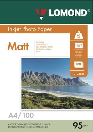 

Фотобумага Lomond матовая односторонняя A4 95 г/кв.м. 100 листов (0102125)