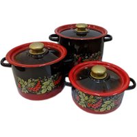 Набор кастрюль Сибирские товары Рябинка N16L05 (красный/черный) в Мозыре
