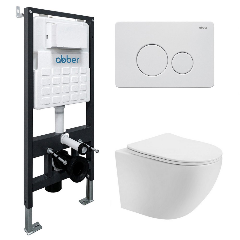 

Унитаз подвесной Abber Bequem AC1100T-AC0105-AC0121MW (с кнопкой смыва)
