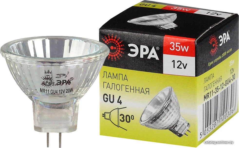Галогенная лампа ЭРА GU4-MR11-35W-12V-30CL C0...