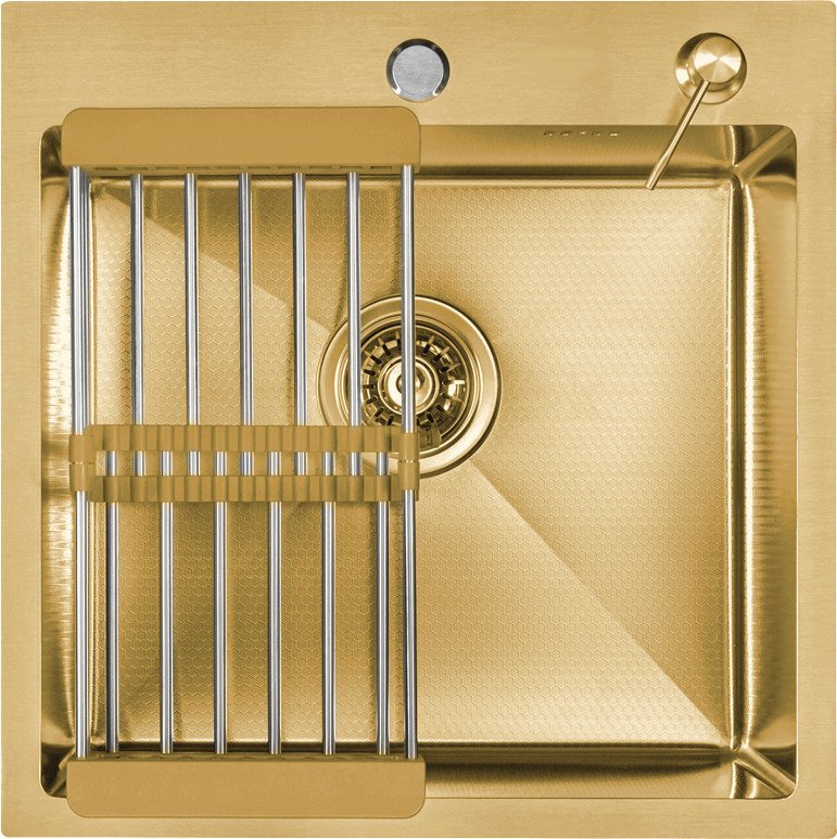 Кухонная мойка Aquaforta 500*500, коландер, дозатор GOLD DECOR